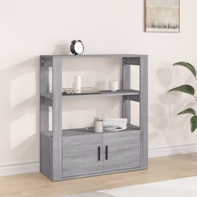 Berkfield Home Grey Sonoma Sideboard in Engineered Wood W/D/H: 80 x 30 x 90 cm