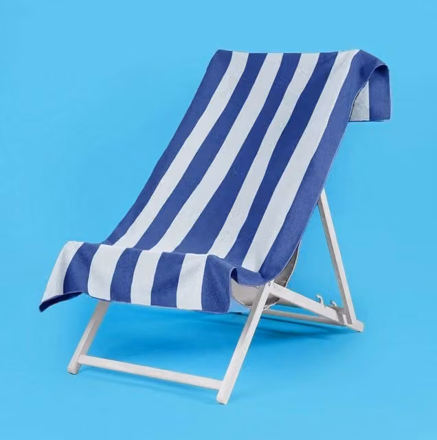 Velosso Cabana Stripe Cotton Beach Towel in Blue