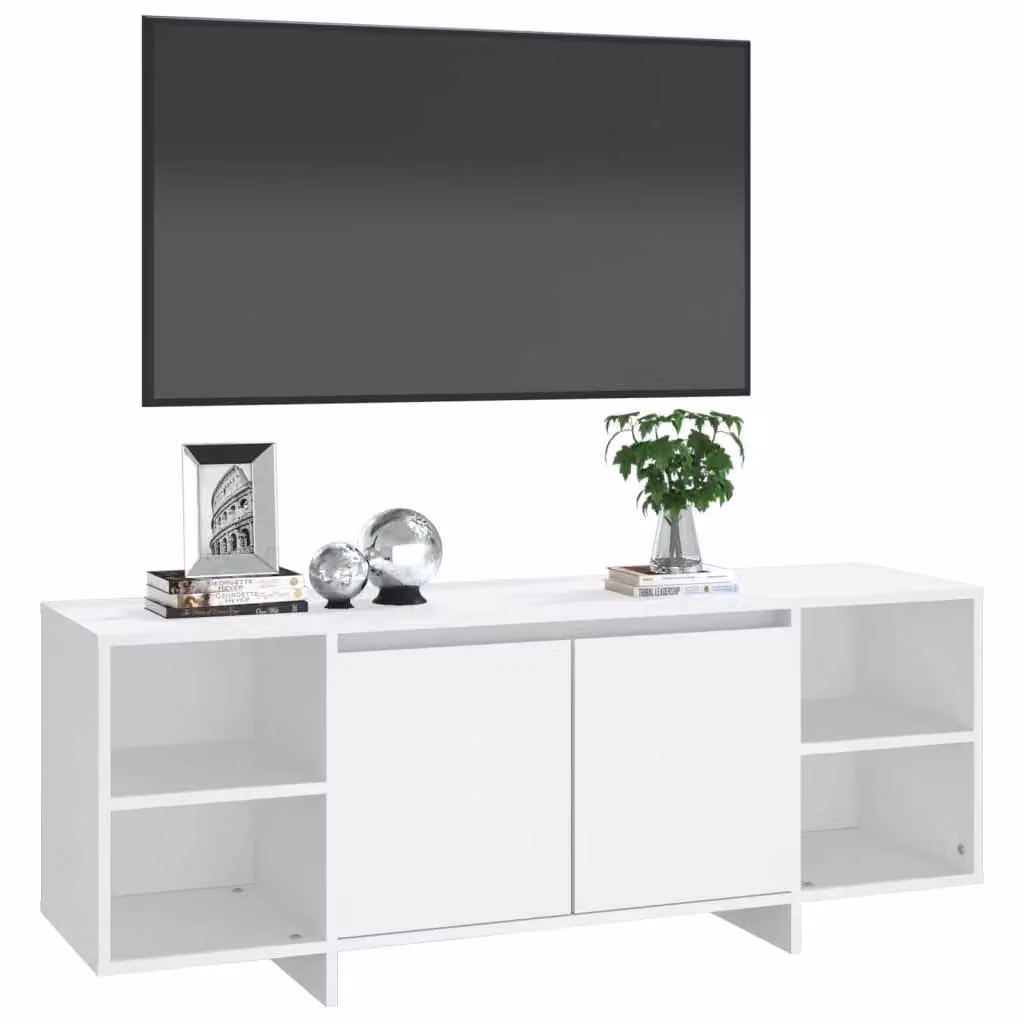 Berkfield Home Modern White TV Cabinet in Matt MDF, W/D/H: 130 x 35 x 50 cm – 3