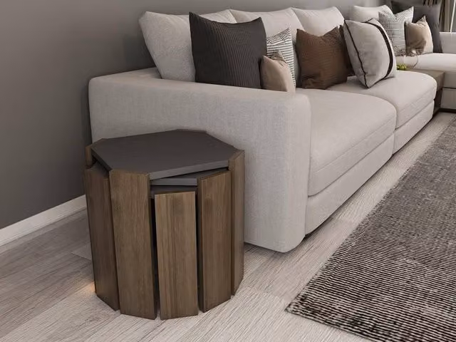 Decorotika Lori 3-Piece Nesting Coffee Table Set in Brown