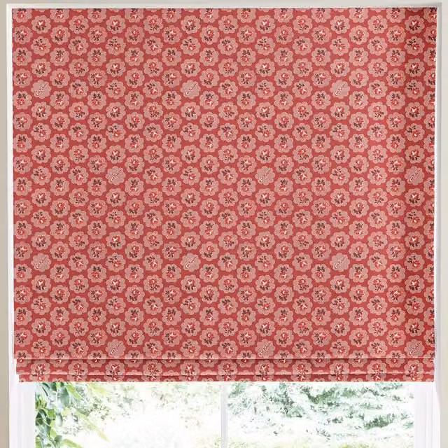 Cath Kidston Freston Rose Made to Measure Blackout Roman Blind in Red Floral Design