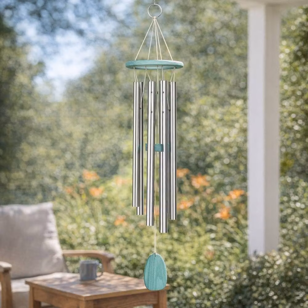 Woodstock Chimes Maritime Tuned Musical Outdoor Wind Chime in Green and Silver, H 60.96 cm x W 12.7 cm x D 12.7 cm – 2