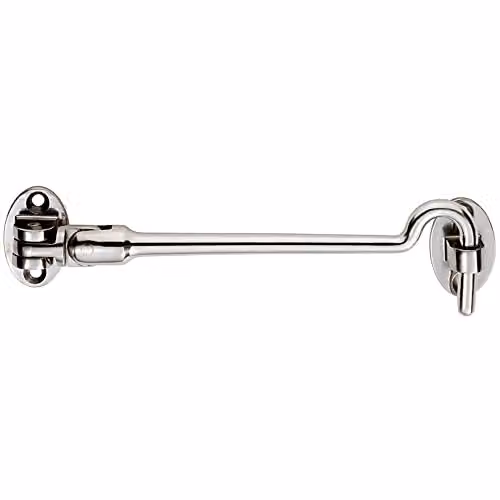 Loops Silent Pattern Cabin Hook and Eye in Bright Stainless Steel, 200mm Arm