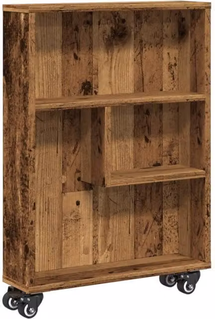 Berkfield Home Narrow Storage Trolley in Old Wood Brown, W/D/H: 48 x 13 x 68 cm