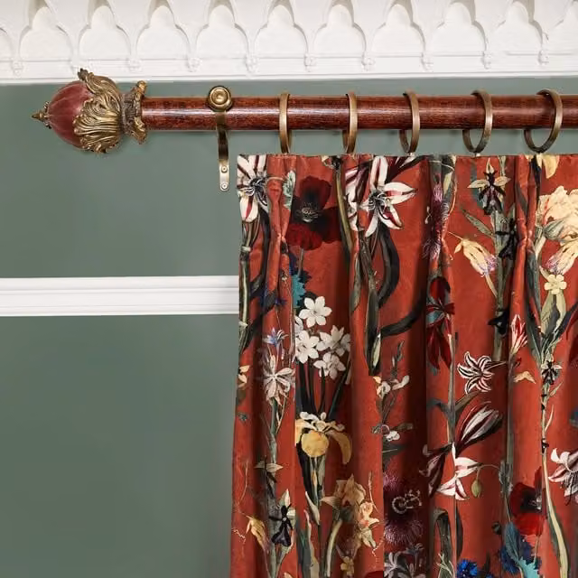 House of Hackney Flora Delanica Floral Opaque Fabric Curtain in Clay
