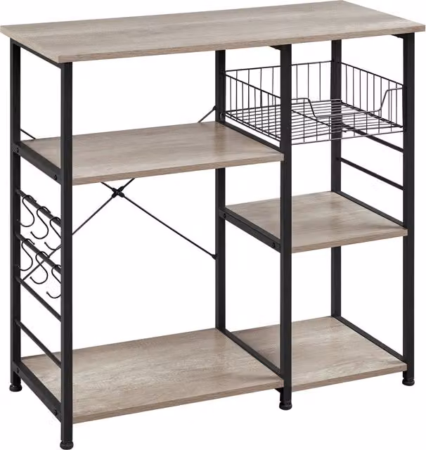 Yaheetech Grey Kitchen Island Storage Rack with Hooks