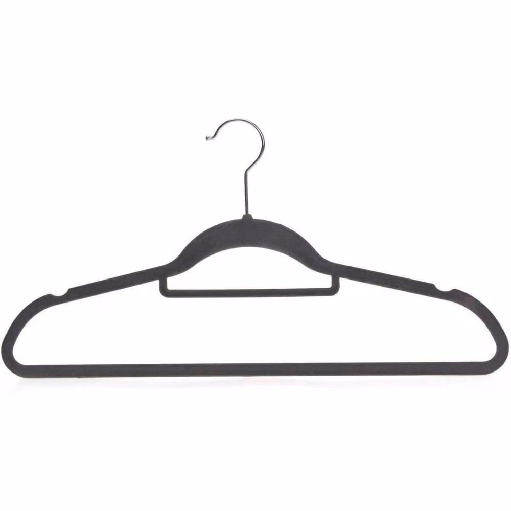 NESTLUNE 50 Pack Non Slip Heavy Duty Velvet Flocked Hangers in Black, W/D/H: 100 x 15 x 22 cm – 2