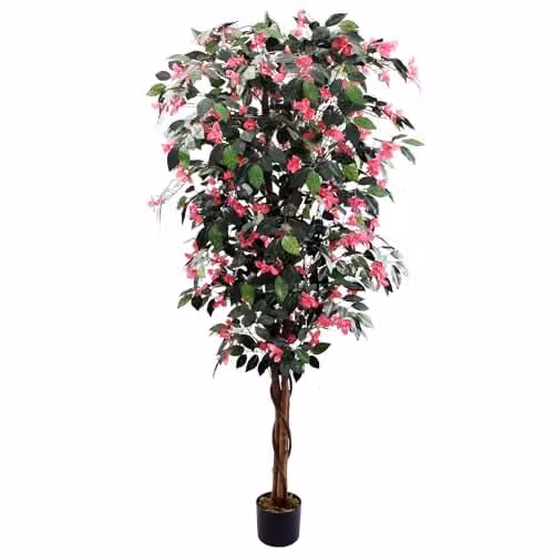 Leaf Design UK Pink Rhododendron Realistic Artificial Potted Plant, H 180 cm x W 60 cm x D 60 cm – 1
