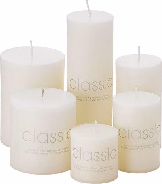 Komore Unscented Pillar Candle Set in White