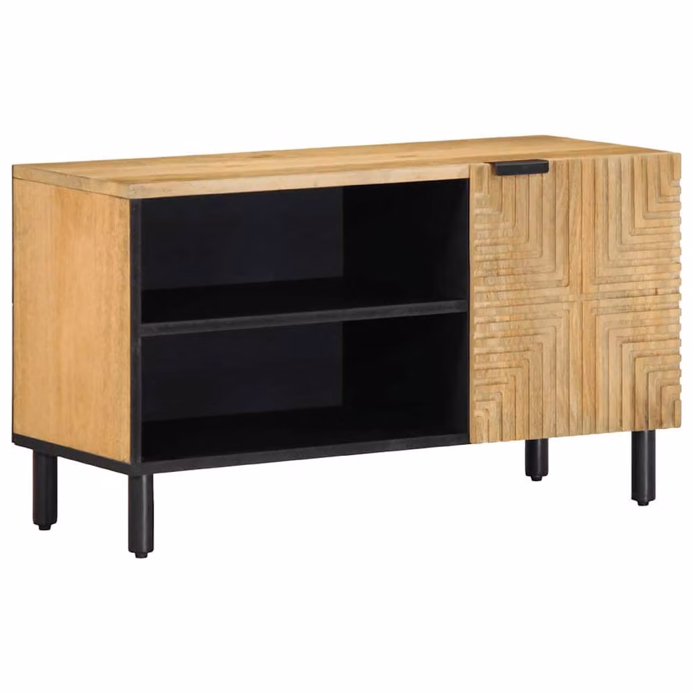 Berkfield Home Brown Mango Wood TV Cabinet W: 80 cm, D: 31.5 cm, H: 46 cm – 2