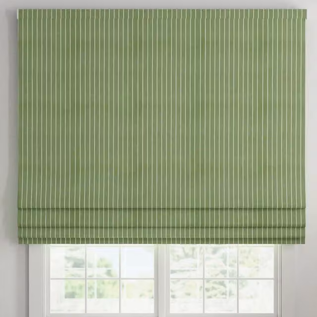 ANTE DECOR Burgess Printed Cotton Stripe Made To Measure Roman Blind in Green