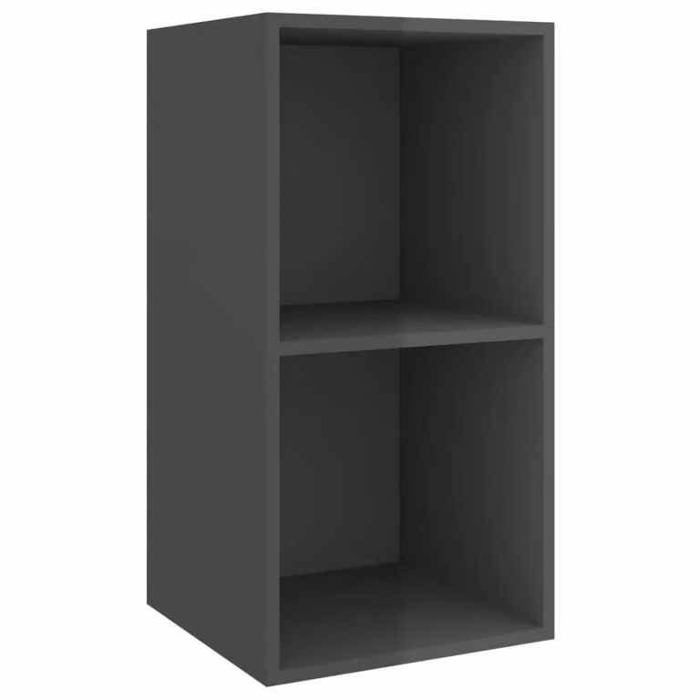 Berkfield Home Wall-mounted High Gloss Grey TV Cabinet, W/D/H: 37 x 37 x 72 cm