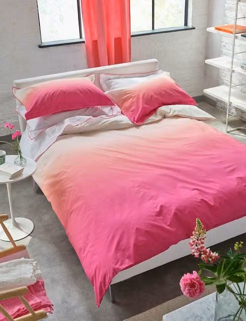 Designers Guild Pink Mix Ombre Pure Cotton Percale Pillowcase Set