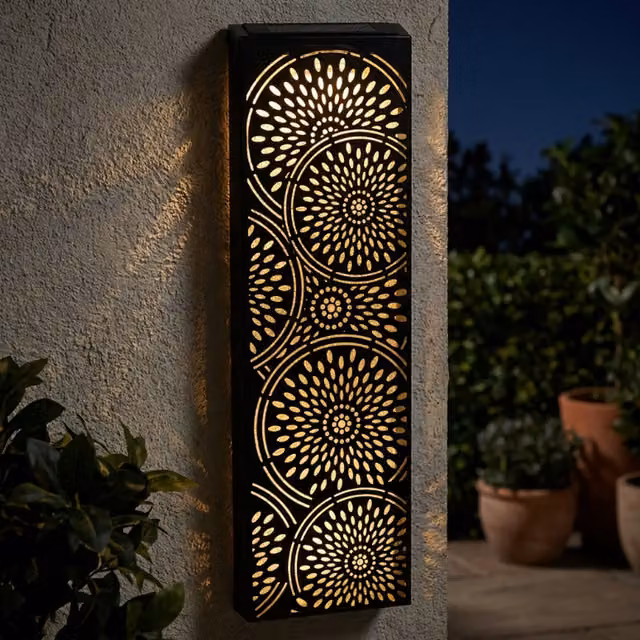 Betley Butterfly Moroccan Solar Metal Wall Panel Ornament in Black