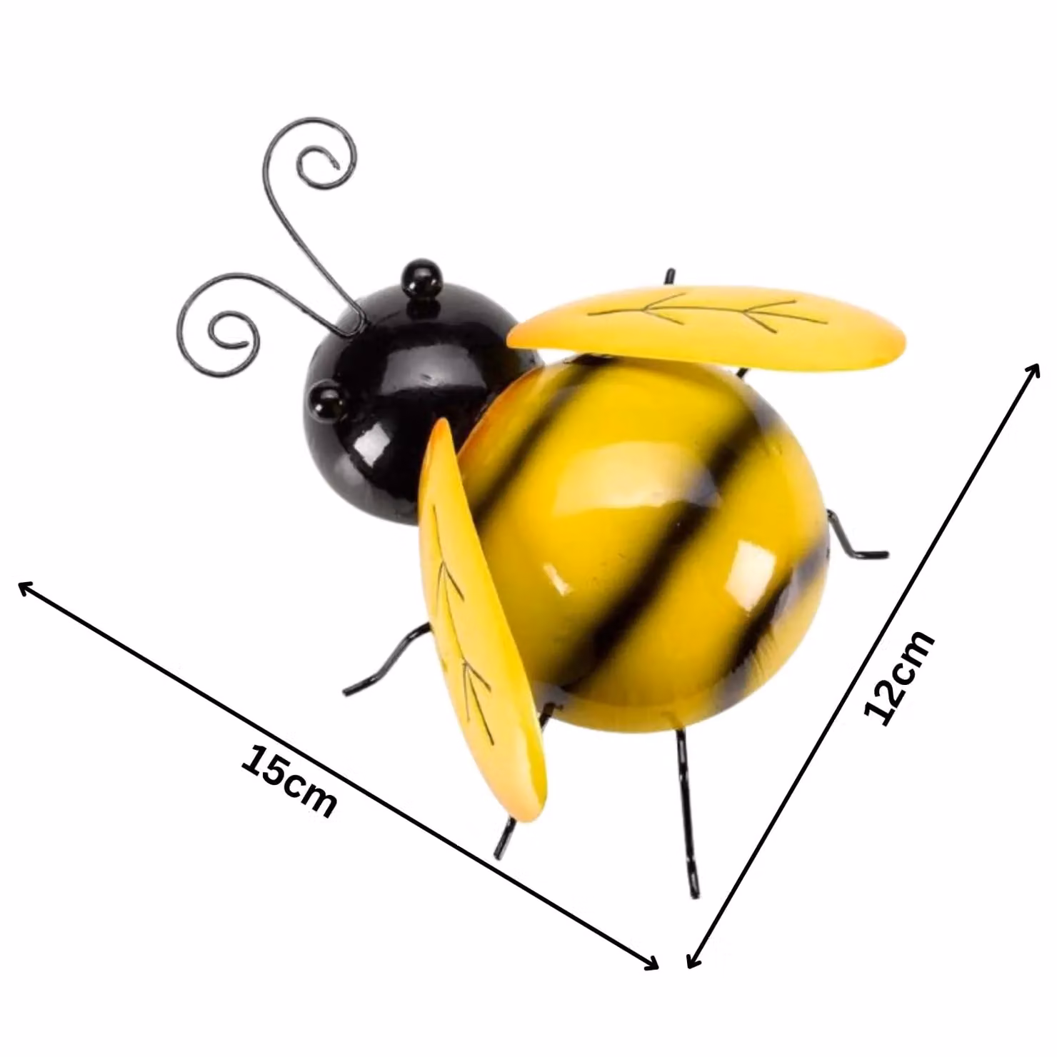 Marco Paul Yellow Metal Bumblebee Hanging Wall Art for Garden, 15 cm – 2