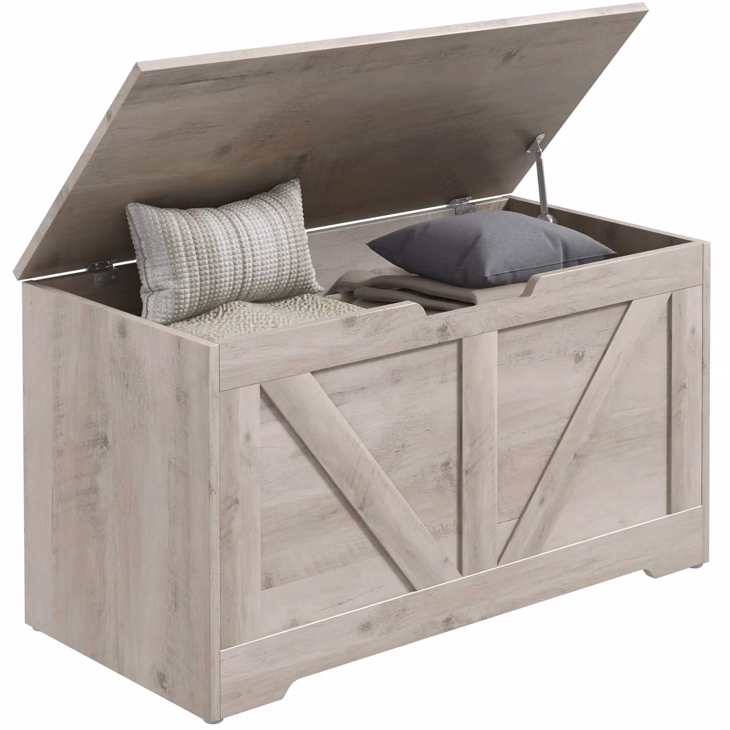 HOMCOM Grey Rustic Storage Trunk for your Living Room with Soft Close Lid – 2