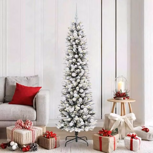 Berkfield Home Artificial Christmas Tree with 300 LEDs, Green and White, Height: 180 cm – 1