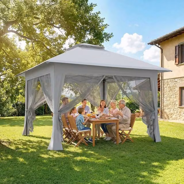 Outsunny Pop-up Tent Gazebo Shelter with Steel Frame, Grey, W: 360 cm, D: 360 cm, H: 298 cm – 2