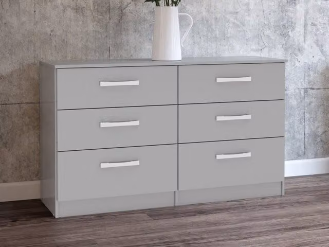 Birlea Lynx 6 Drawer Chest in Grey High Gloss – 3