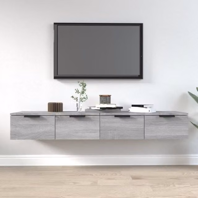 Berkfield Home Wall Mounted Cabinets, 2 Piece Set in Grey, W/D/H: 68 x 30 x 20 cm – 1