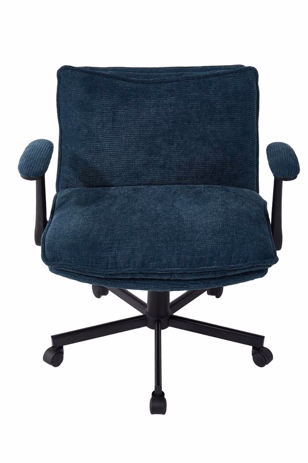 Living and Home Navy Blue Chenille Upholstered Cross Legged Office and Vanity Chair – 2