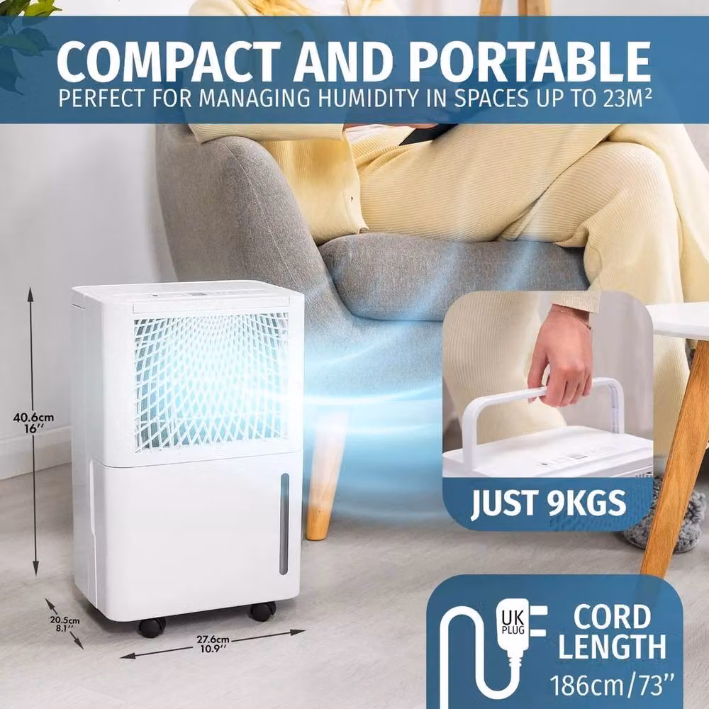 VOGREX 12L Home Dehumidifier with Timer in White – 2