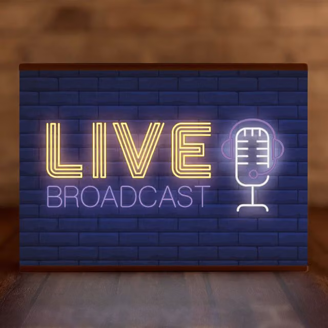 Echo Three LED Light Box Room Sign XL Live Broadcast A4, Black