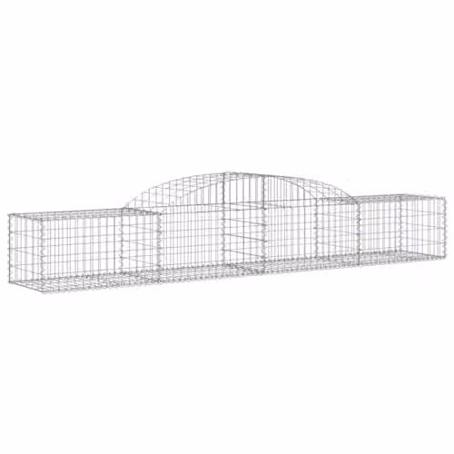 vidaXL Arched Gabion Baskets, 2 Pieces, Silver Galvanised Steel, W: 300 cm, D: 50 cm, H: 40/60 cm – 1