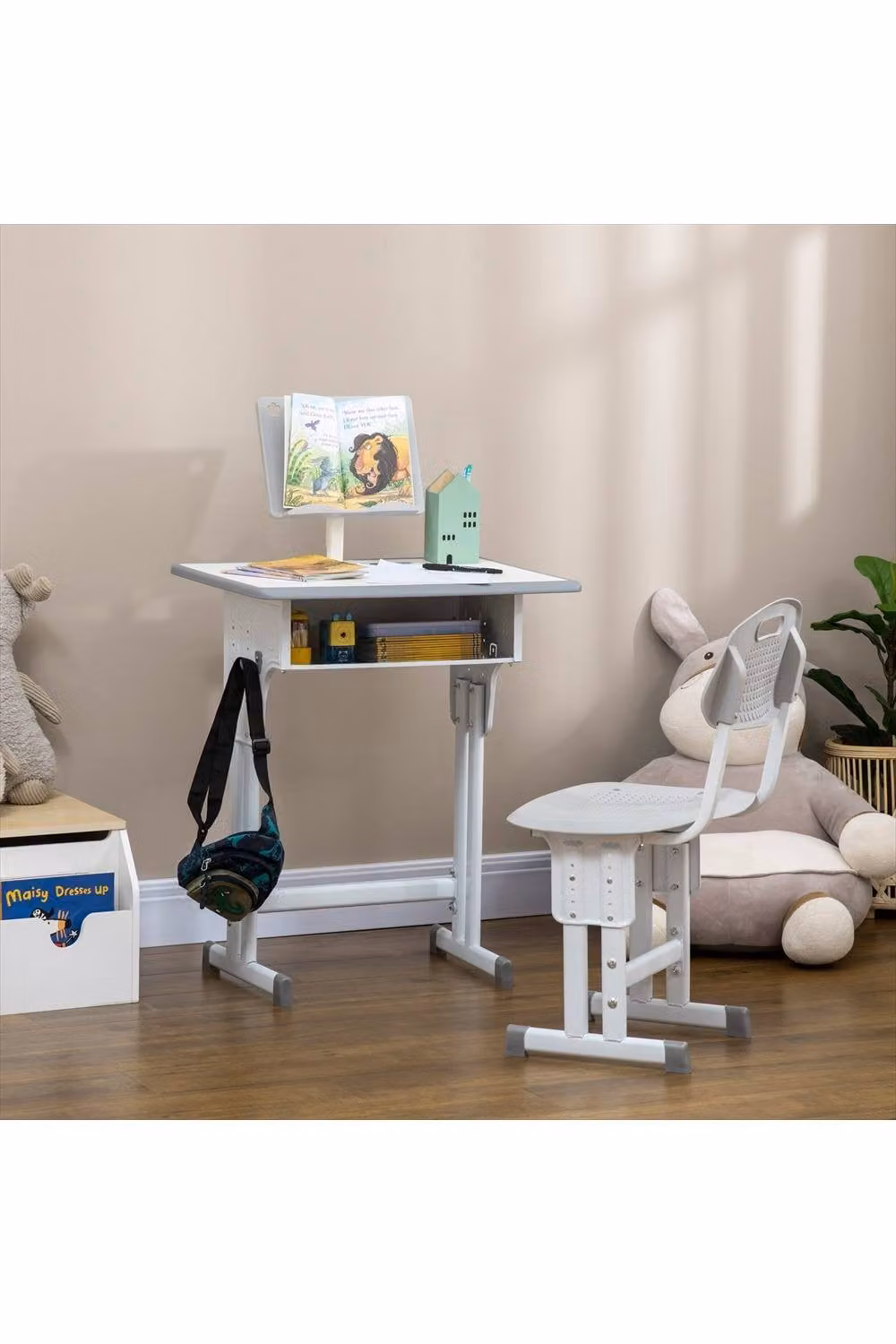 ERGOVEXA Kids Adjustable Desk and Chair Set in Grey and White – 2
