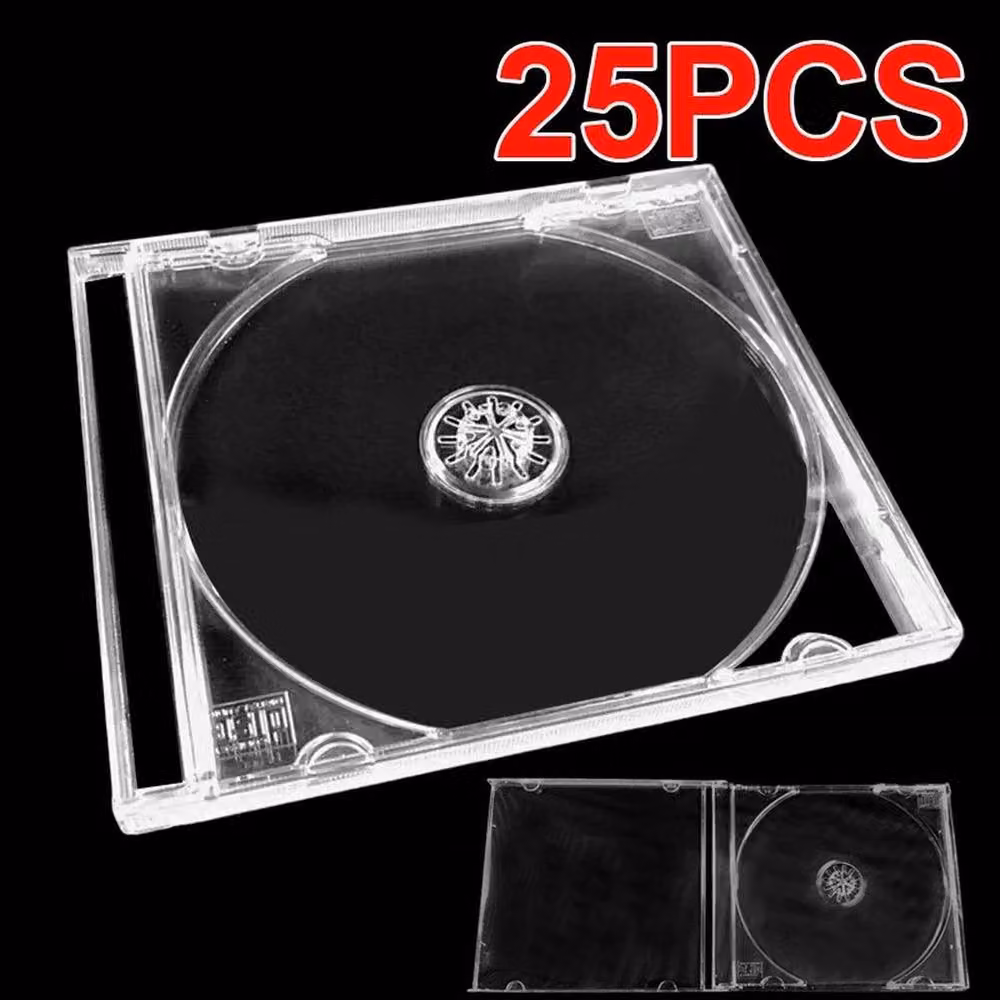 FLAVORA 25-Piece Transparent Plastic CD Jewel Cases 10.4mm – 2