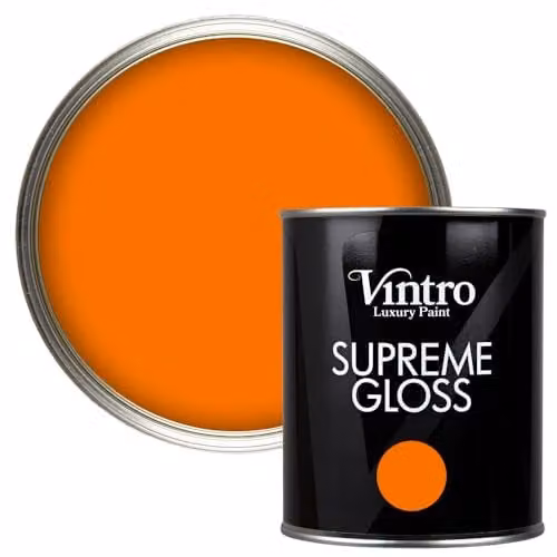 Vintro High Gloss Water Based Paint for Interior and Exterior Use on Walls, Wood and Trim, Orange Deep Saffron, 1 l