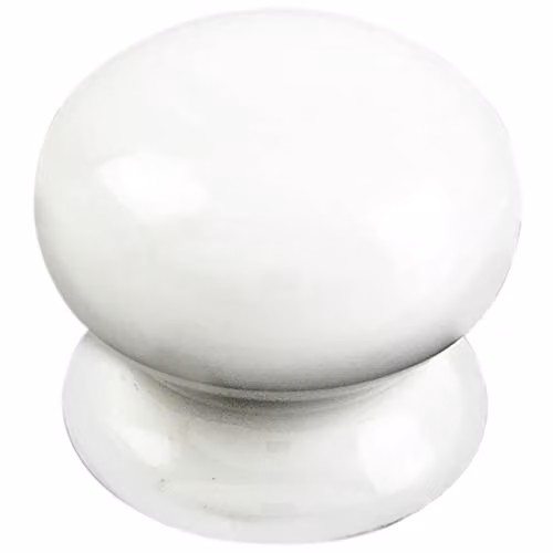 Loops White Porcelain Round Cupboard Door Knob