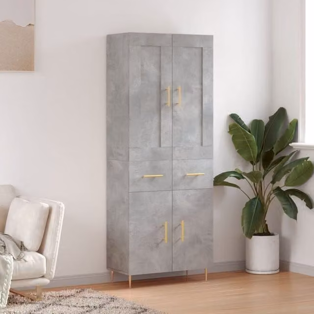 Berkfield Home Highboard in Concrete Grey, H 180 x W 69.5 x D 34 cm – 1
