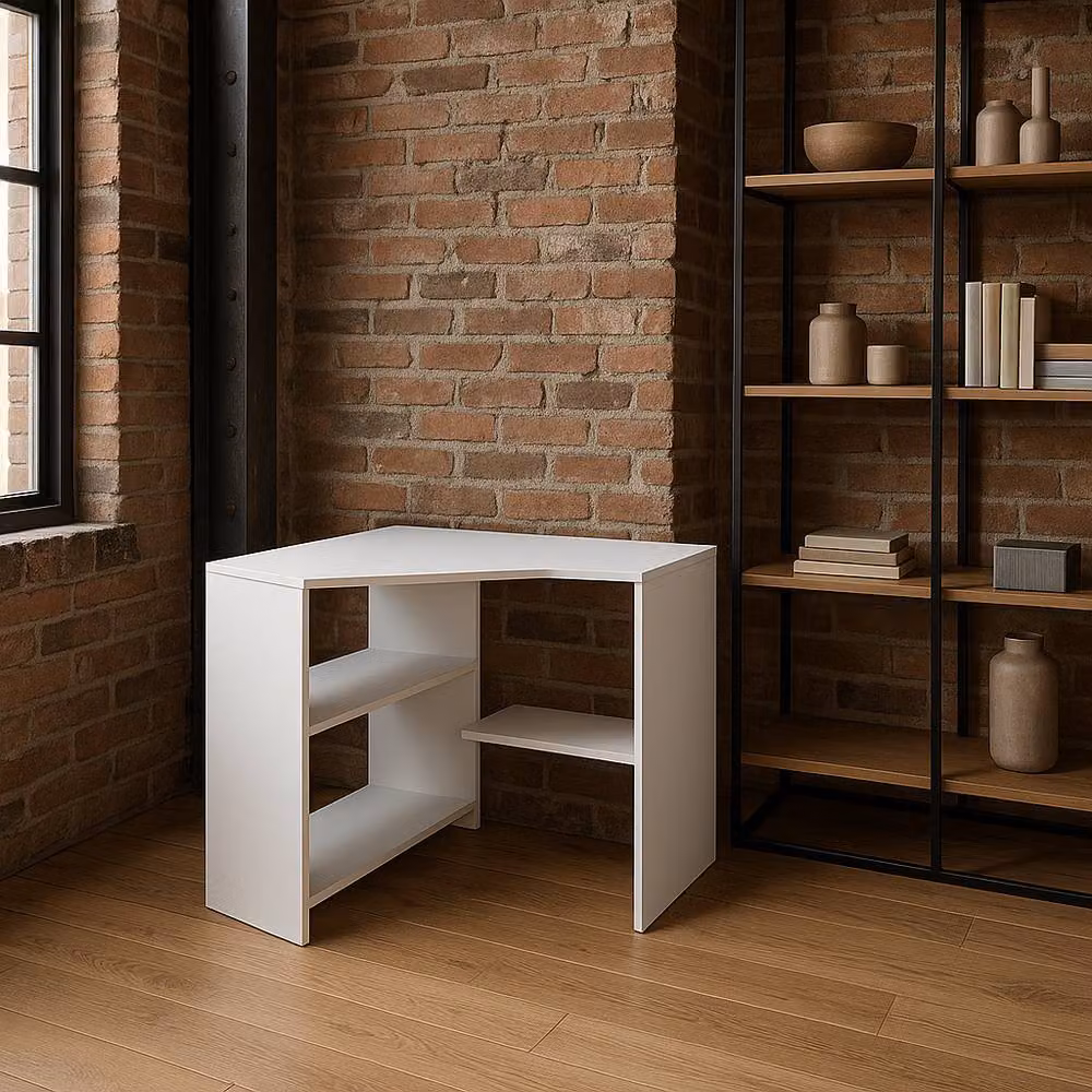 Decorotika Alison Modern Corner Computer Desk in White – 3