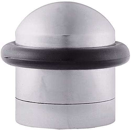 Loops Floor Mounted Dome Topped Door Stop with Rubber Buffer in Chrome, 38mm Diameter