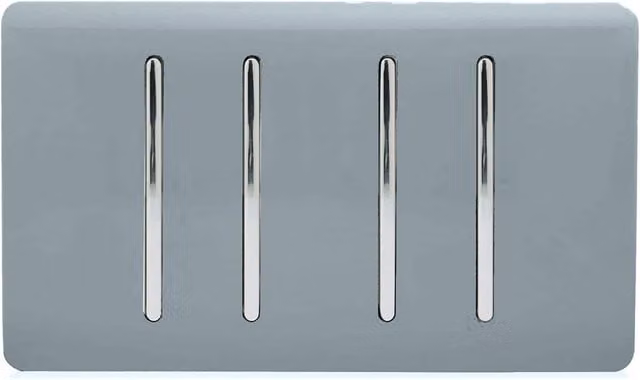 Trendi 4 Gang Rocker Light Switch, 10 Amp, Cool Grey
