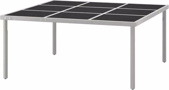 Berkfield Home Modern Garden Dining Table in Black with Glass and Steel, W/D/H: 170 x 170 x 74.5 cm – 1