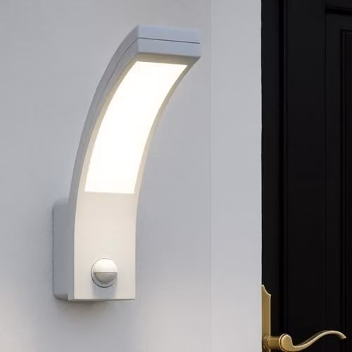 CGC Lighting White LED Outdoor Wall Light with Motion Sensor, 10W, 900lm, 4000K Cool White