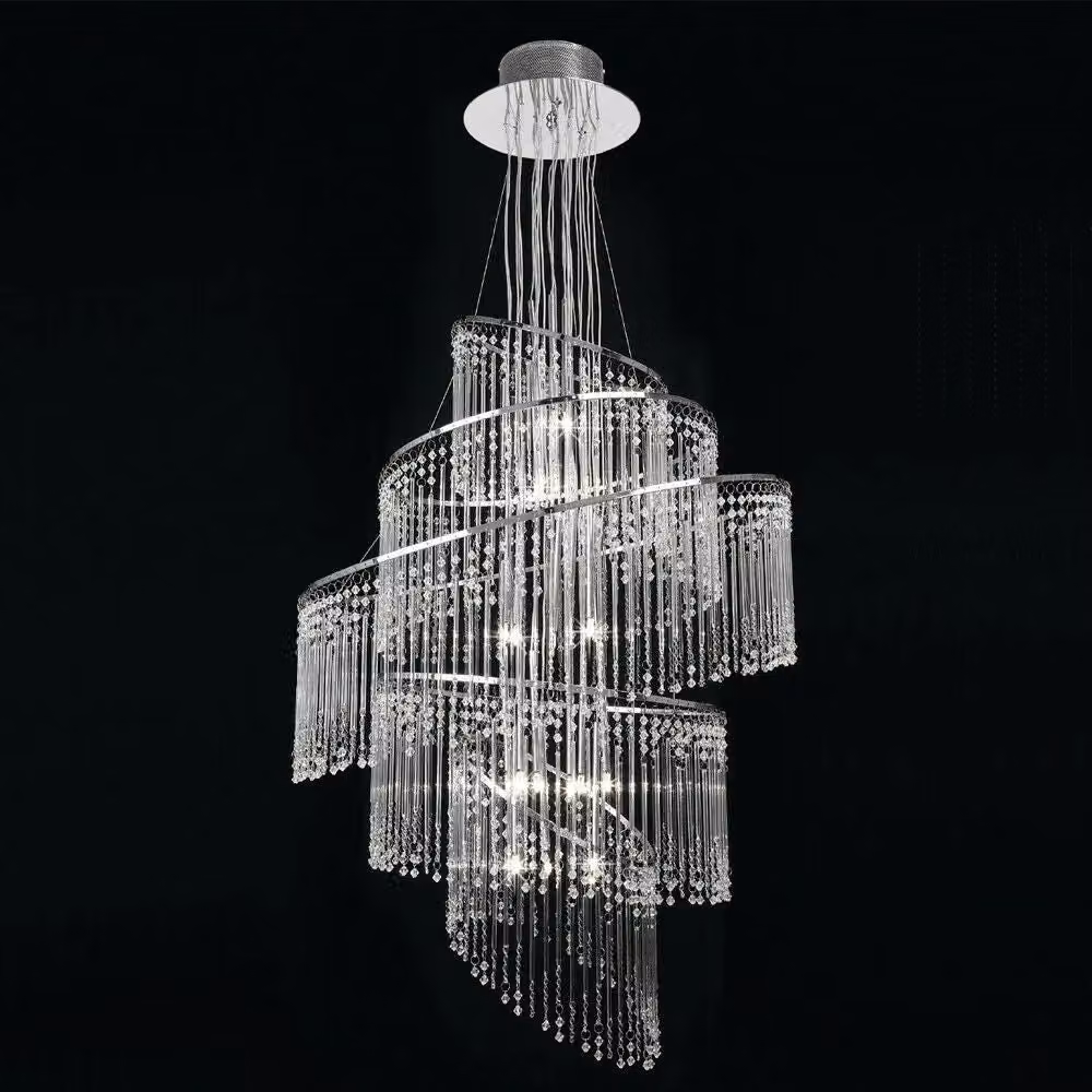 Loops Glass and Chrome Pendant Light with 24 Clear Bulbs – 2