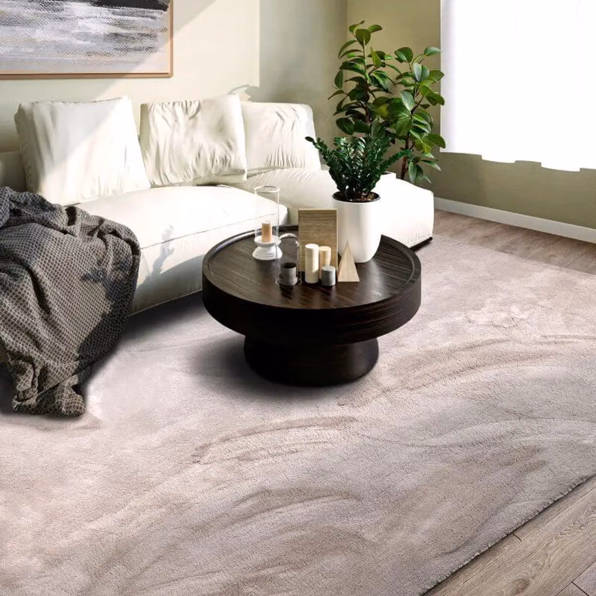 Villeroy & Boch 1899 Soft Pile Leon Abstract Round Rug in Light Grey, Diameter: 200 cm – 2