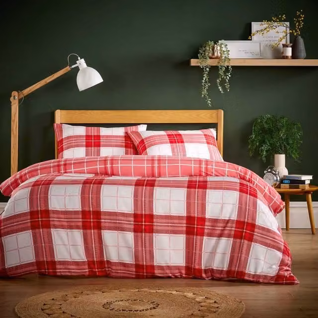 NewEdgeBlinds Red Flannel Duvet Cover, W/D/H: 90 x 200 cm