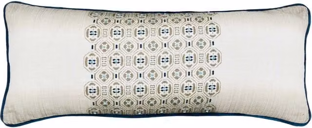 Bedeck of Belfast Elara Rectangular Cotton Cushion, Blue, Green and White, W: 70 cm, H: 30 cm, D: 30 cm