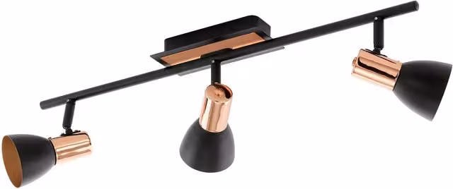 Loops Modern Black and Copper Metal Flush Ceiling Light with 3x3.3W GU10 LED Bulbs Included