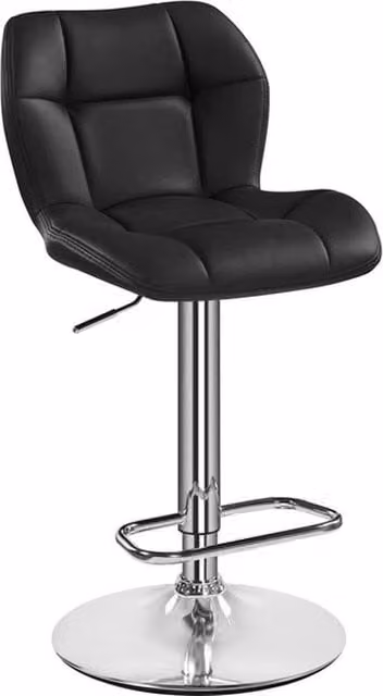 KORVIXA Faux Leather Adjustable Swivel Bar Stool in Black, W/D/H: 100 x 100 x 100 cm