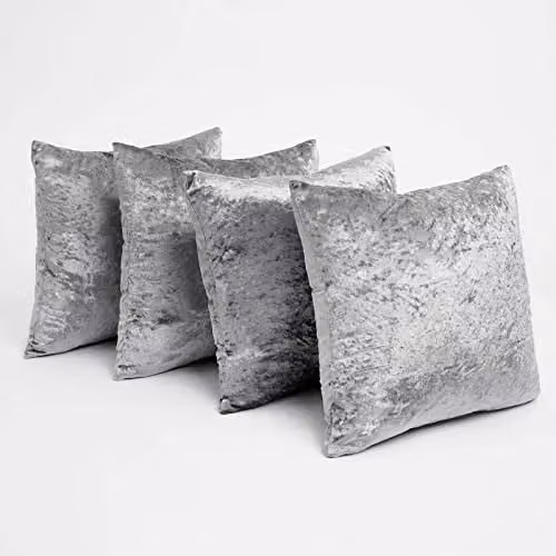 Sienna Luxury Crushed Velvet Cushion Covers, Pack of 4, Silver Grey, W/D/H: 45 x 45 x 45 cm – 2
