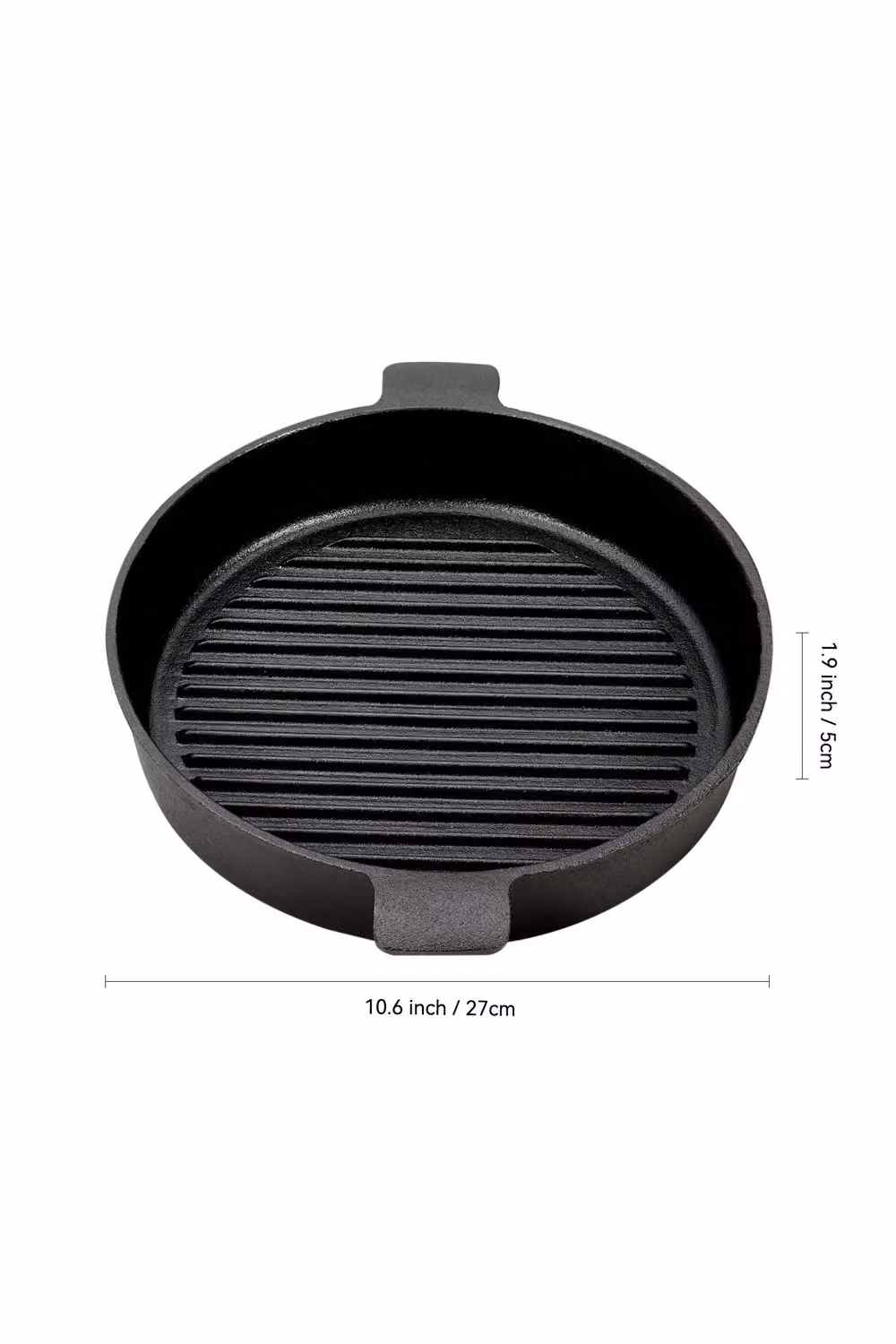 Living and Home Round Cast Iron Griddle Pan in Black, 27cm Diameter – 3