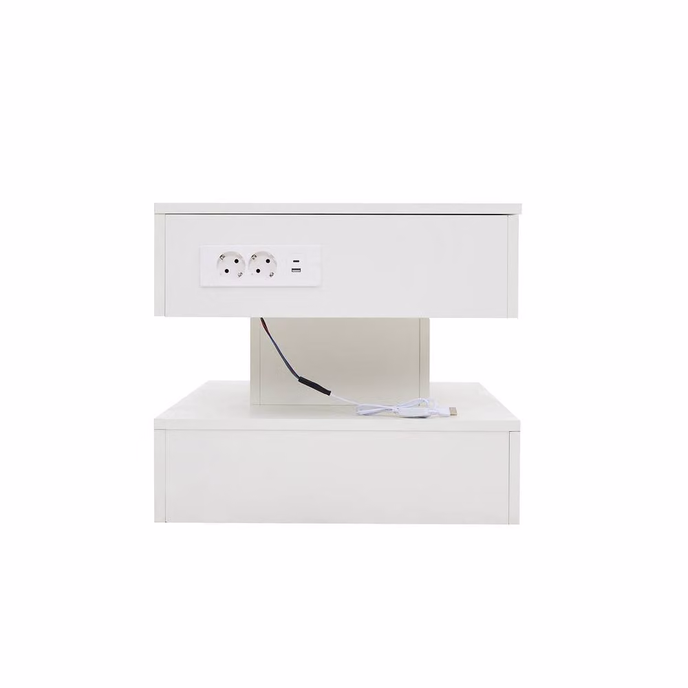 BTM White Modern Lift Top Coffee Table with LED Lighting and Hydraulic Storage – 4