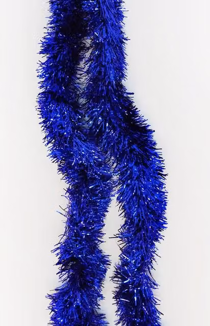 Neel Blue Shiny Metallic Fine Foil Christmas Tinsel Garland, 2m