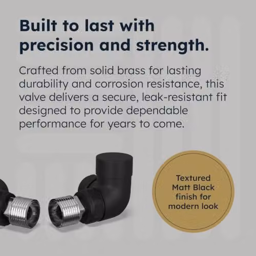UK Radiators Solid Brass Thermostatic Radiator Valve Set in Black, 1/2" x 15mm – 3