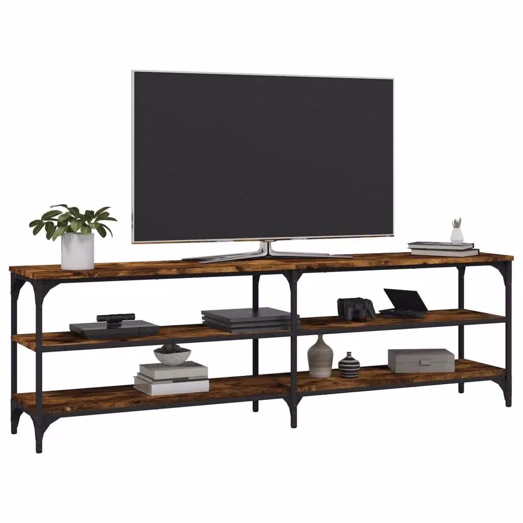 Berkfield Home Industrial Smoked Oak TV Cabinet in Brown, W/D/H: 160 x 30 x 50 cm – 3
